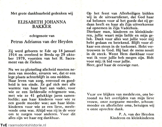 Elisabeth Johanna Bakker Petrus Adrianus van der Heyden