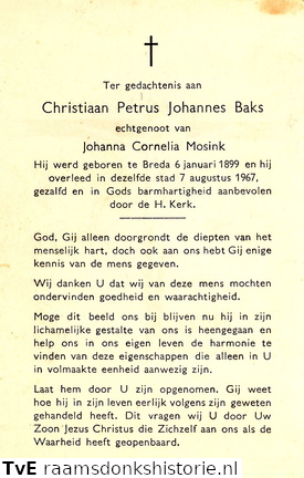 Christiaan Petrus Johannes Baks Johanna Cornelia Mosink