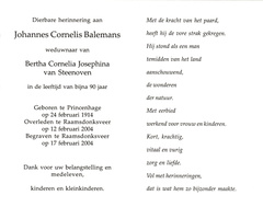 Johannes Cornelis Balemans Bertha Cornelia Josphina van Steenhoven