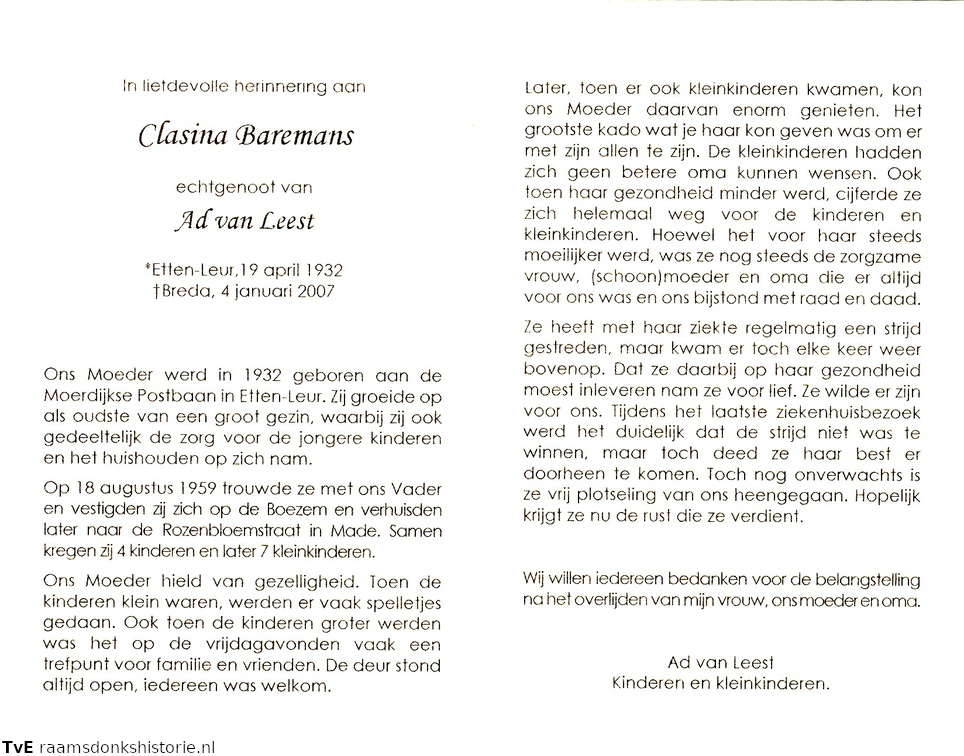 Clasina Baremans Ad van Leest