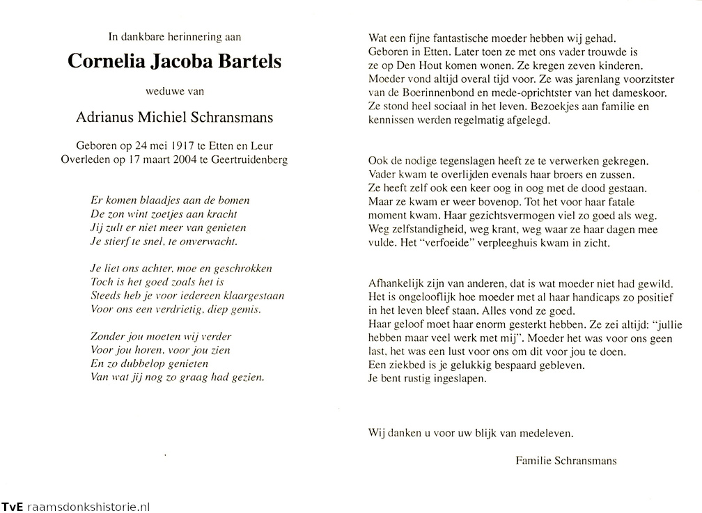 Cornelia Jacoba Bartels Adrianus Michiel Schransmans