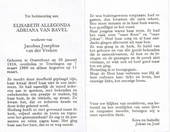 Elisabeth Allegonda Adriana van Bavel Jcobus Josephus van der Veeken v.d