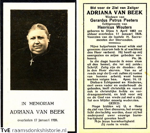 Adriana van Beek Henrcius Wouters Gerardus Petrus Peeters