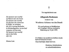 Allegonda Beekmans Woutherus Adrianus van den Brandt
