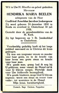 Hendrika Maria Beelen Godfried Arnoldus Jacobus Jonkergouw