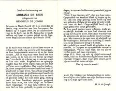 Adriana de Been Henricus de Jongh