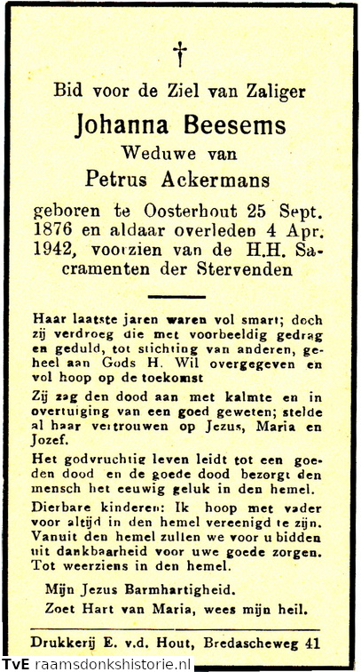 Johanna Beesems Petrus Ackermans