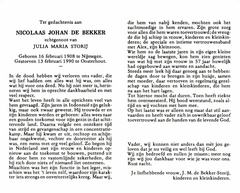 Nicolaas Johan de Bekker Julia Maria Storij
