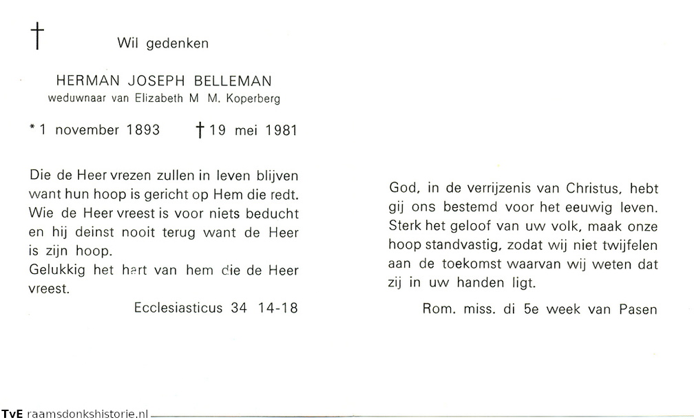 Herman Joseph Belleman Elizabeth M.M. Koperberg