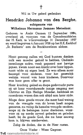 Hendrika Johanna van den Berghe Wilhelmus Hermanus Joannes Metselaar