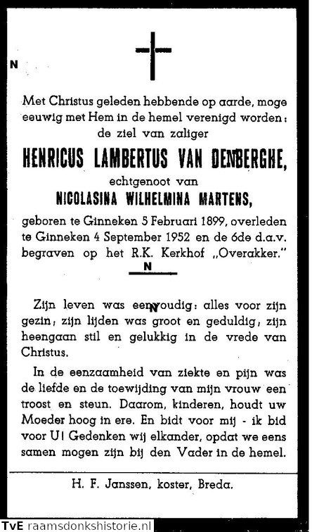 Henricus Lambertus van den Berghe  Nicolasina Wilhelmina Martens