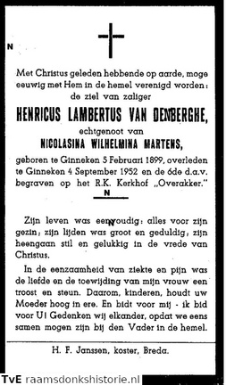 Henricus Lambertus van den Berghe  Nicolasina Wilhelmina Martens