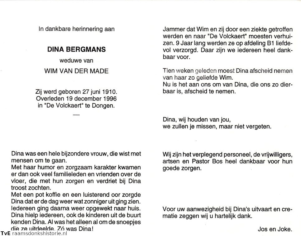 Dina Bergmans Wim van der Made