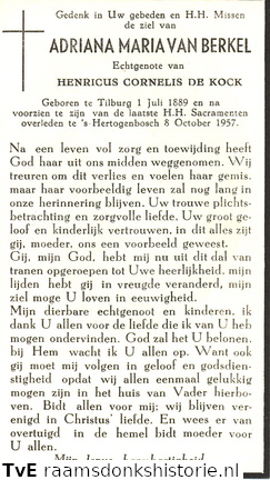 Adriana Maria van Berkel Henricus Cornelis de Kock