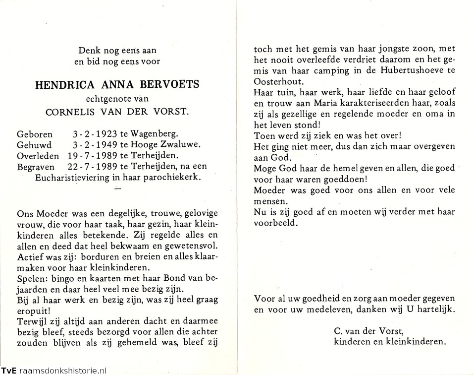Hendrica Anna Bervoets Cornelis van der Vorst