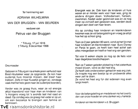 Adriana Wilhelmina van Beurden  Petrus van der Bruggen