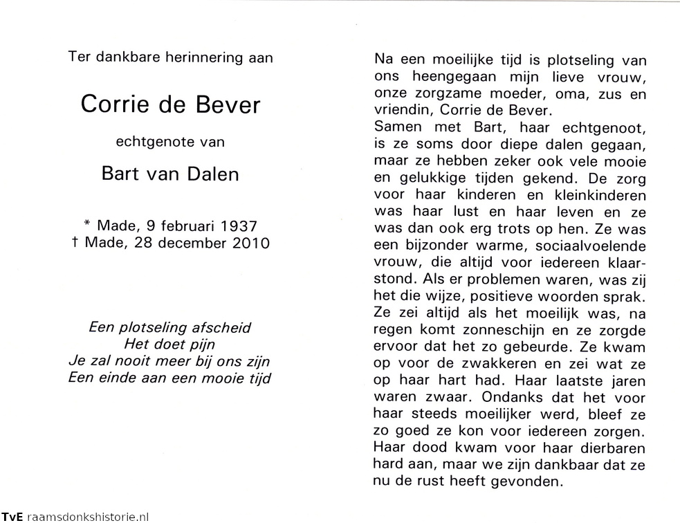 Corrie de Bever Bart van Dalen