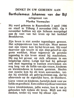 Bartholemeus Johannes van der Bijl Martha Vermeulen