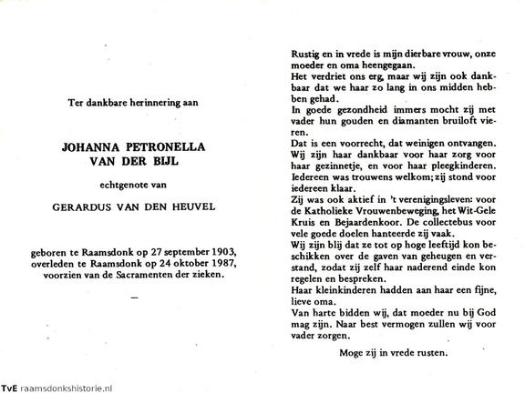 Johanna Petronella van der Bijl Gerardus van den Heuvel