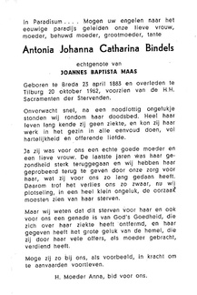 Antonia Joanna Catharina Bindels Joannes Baptista Maas