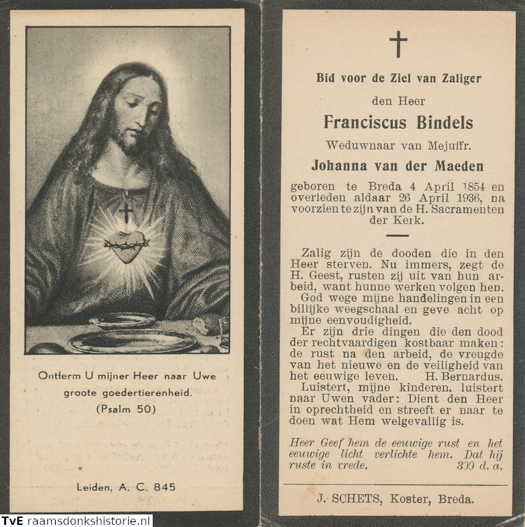 Franciscus Bindels Johanna van der Maeden 