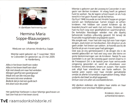 Hermina Maria Blaauwgeers Johannes Hendrikus Soppe
