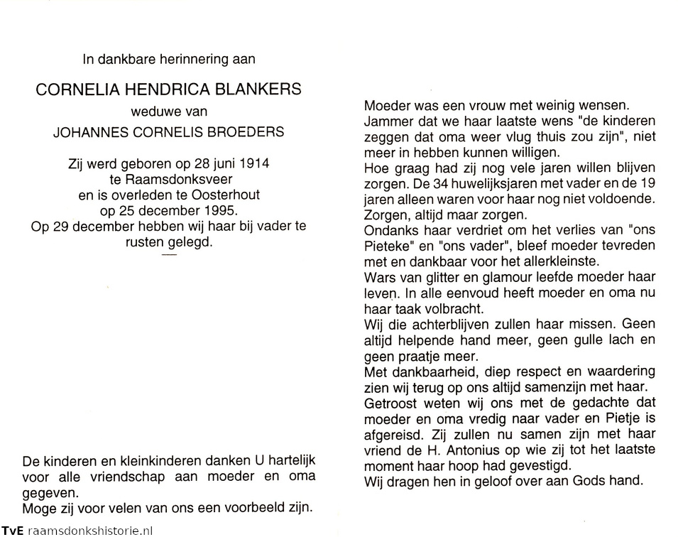 Cornelia Hendrica Blankers Johannes Cornelis Broeders