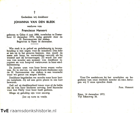 Johanna van den Bleek Franciscus Hansort