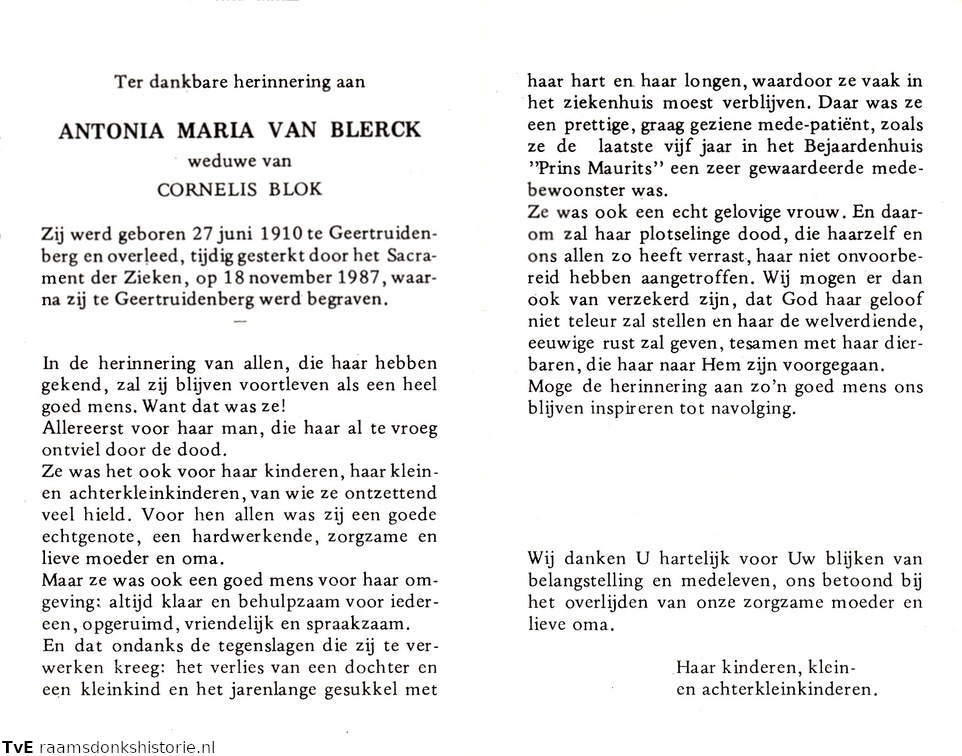 Antonia Maria van Blerck Cornelis Blok