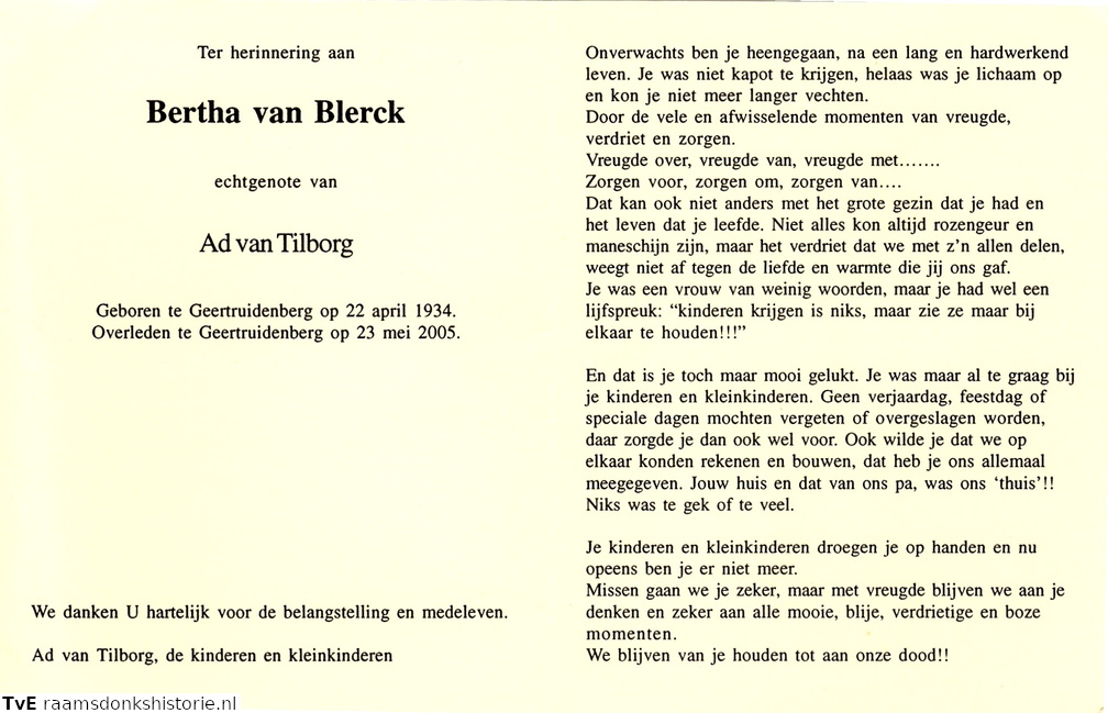Bertha van Blerck Ad van Tilborg
