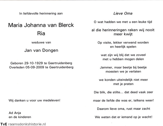Maria Johanna van Blerck Jan van Dongen