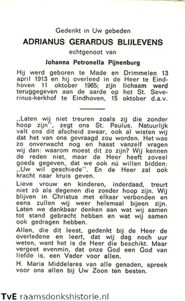 Adrianus Gerardus Blijlevens Johahna Petronella Pijnenburg