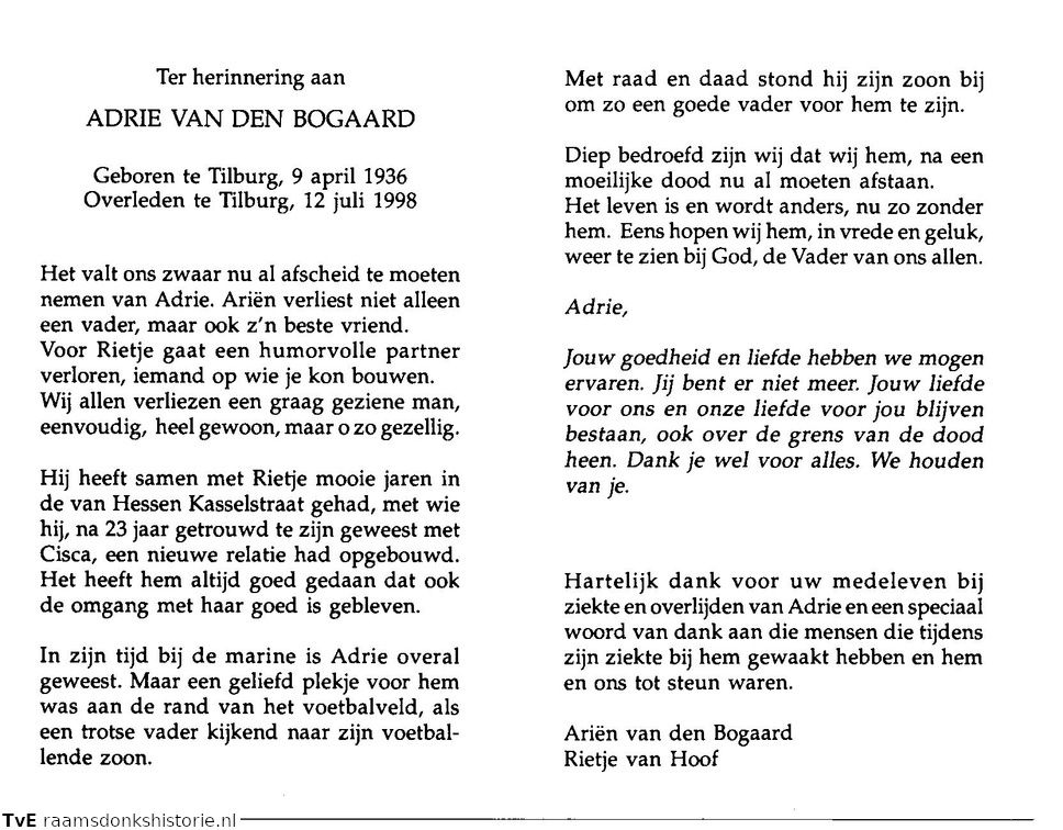 Adrie van den Bogaard Rietje van Hoof