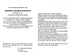 Andreas Jacobus Bogaarts Johanna Adriana de Been