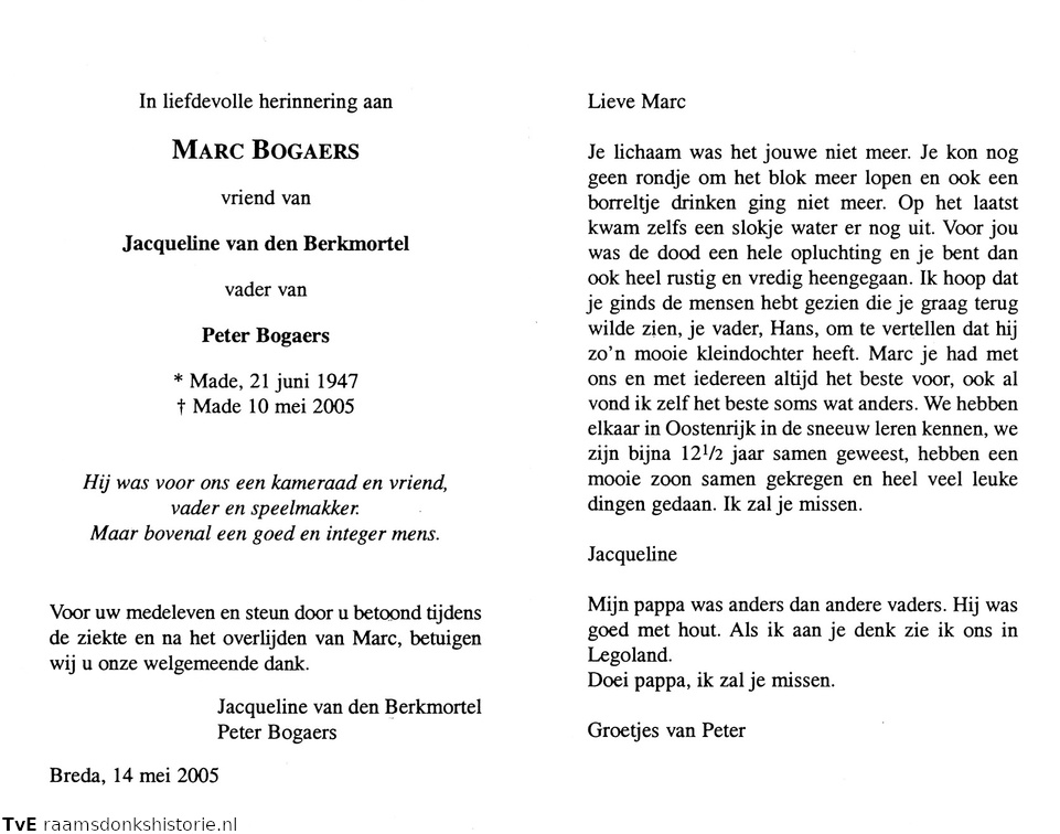 Marc Bogaers (vr) Jacqueline van den Berkmortel