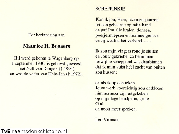 Maurice H Bogaers Nell van Dongen