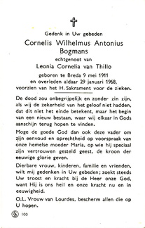 Cornelis Wilhelmus Antonius Bogmans Leonia Cornelia van Thillo