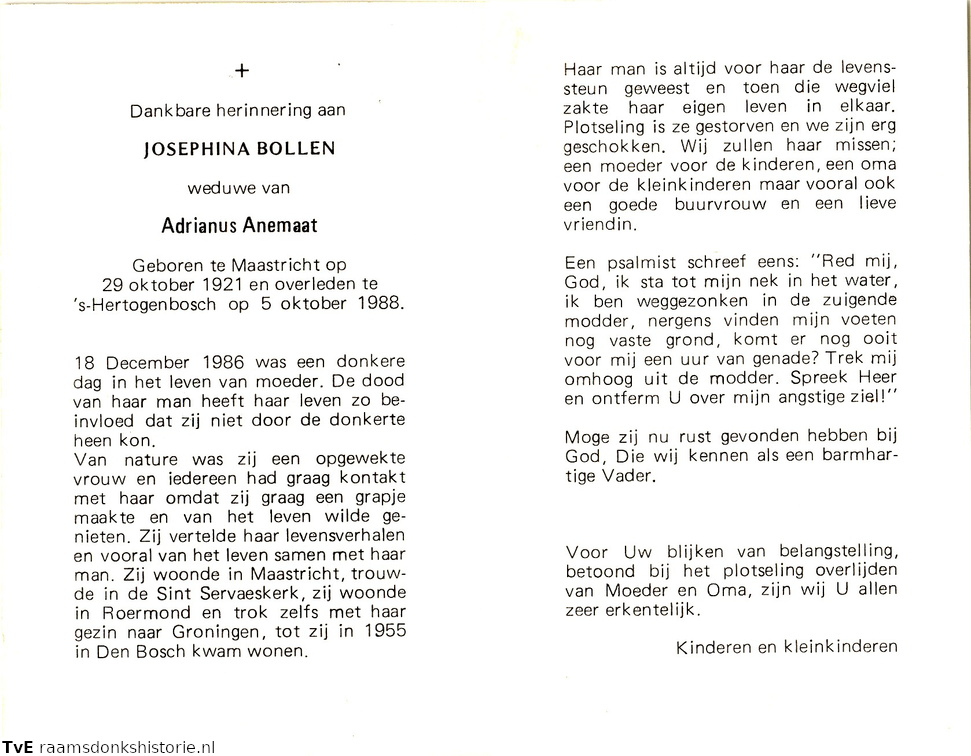 Josephina Bollen Adrianus Anemaat