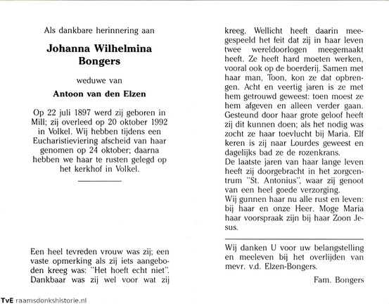 Johanna Wilhelmina Bongers Antoon van den Elzen