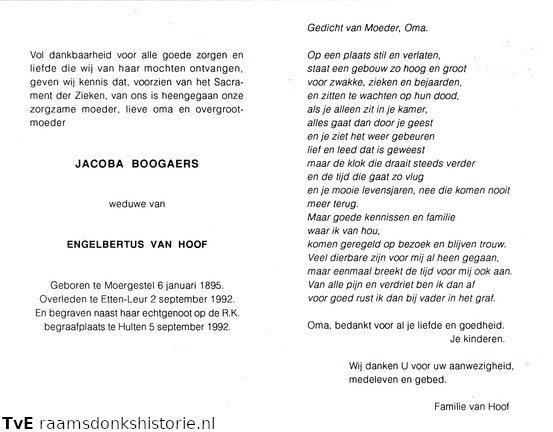 Jacoba Boogaers Engelbertus van Hoof