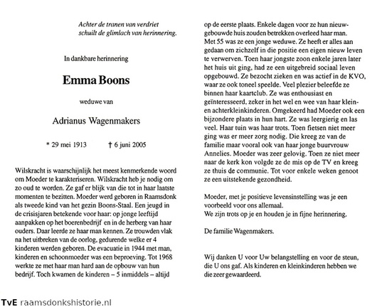 Emma Boons Adrianus Wagemakers