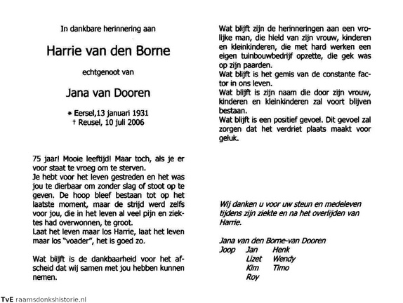 Harrie van den Borne  Jana van Dooren