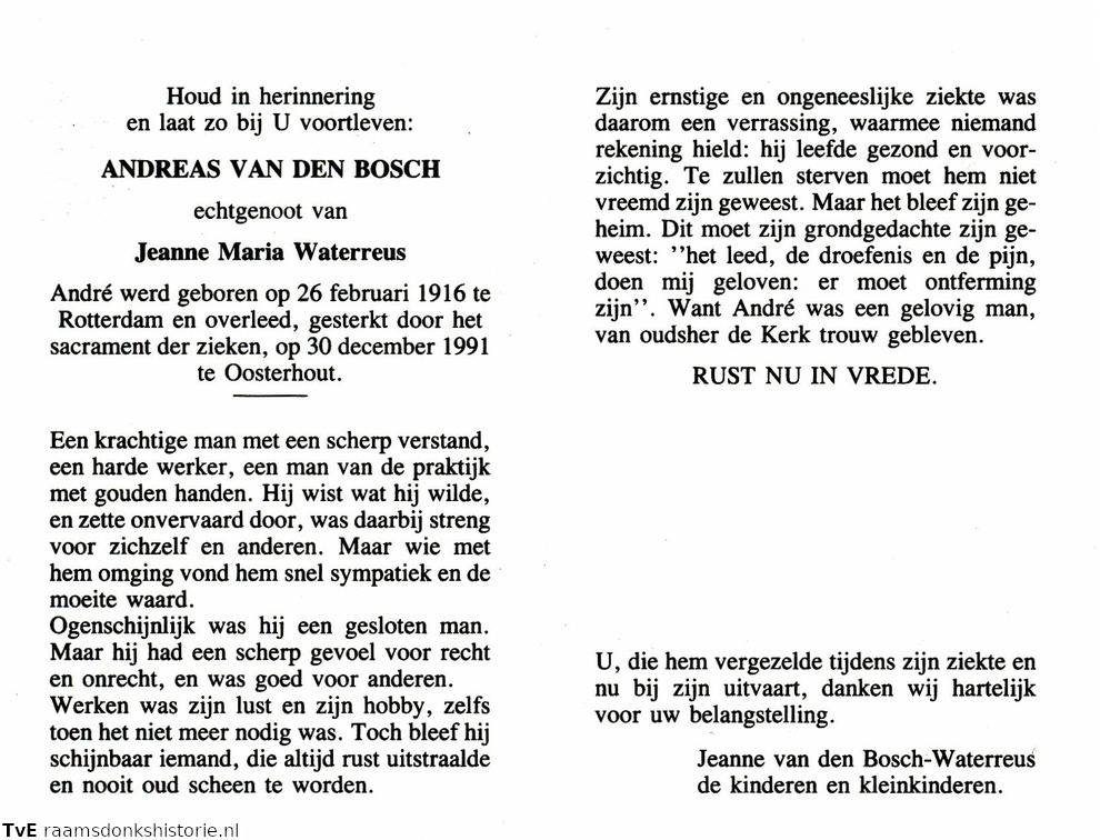 Andreas van den Bosch Jeanne Maria Waterreus