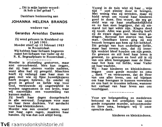 Johanna Helena Brands Gerardus Arnoldus Dankers