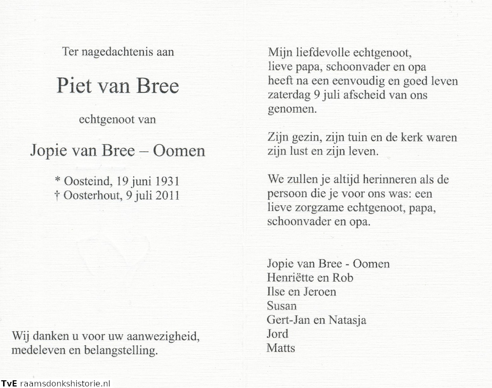 Piet van Bree Jopie Oomen