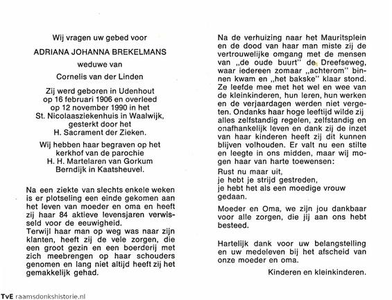 Adriana Johanna Brekelmans Cornelis van der Linden