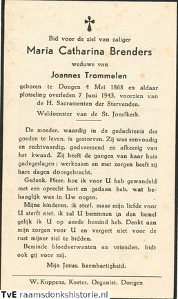 Maria Catharina Brenders Joannes Trommelen