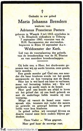 Maria Johanna Brenders Adrianus Franciscus Peeters