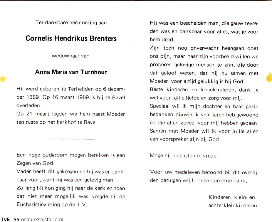 Cornelis Hendrikus Brenters Anna Maria van Turnhout