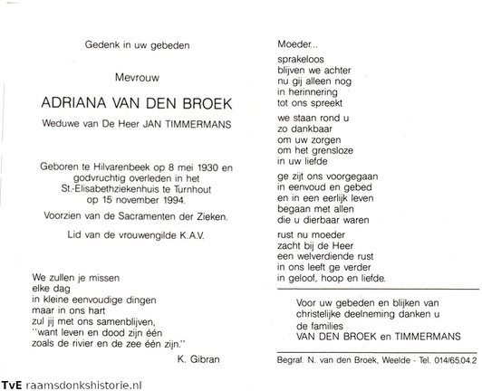 Adriana van den Broek Jan Timmermans